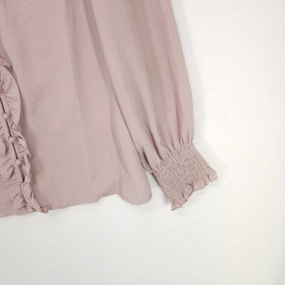 Entro Top Button Up Ruffle Blouse Long Sleeve Womens Medium - Picture 5 of 10